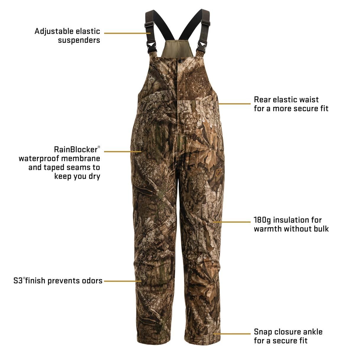 SCENTBLOCKER Scent Blocker Drencher Insulated Waterproof Camo Hunting Bibs for Men