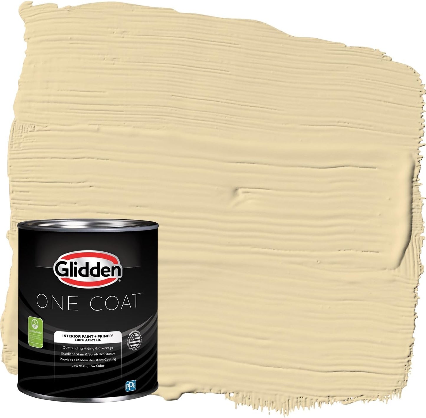 Glidden Interior Paint + Primer: Beige/Toasted Almond, One Coat, Semi-Gloss, 1-Quart