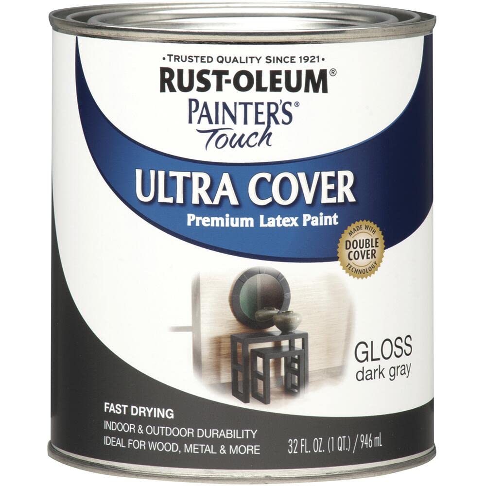 Rust-Oleum 1976502 Painter's Touch Latex Paint, Flat Black 32 Fl Oz, 1 Quarts, (Pack of 1)