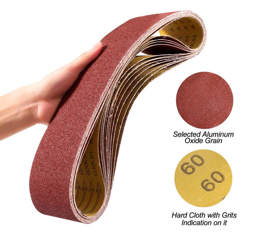 S SATC 3x18 Sanding Belts 20PCS Belt Sander Paper Aluminum Oxide (3 Each of 60/80/120/150/240/400 Grits & 2 of 40 Grits) Ideal for Wood Metal Paint Sanding