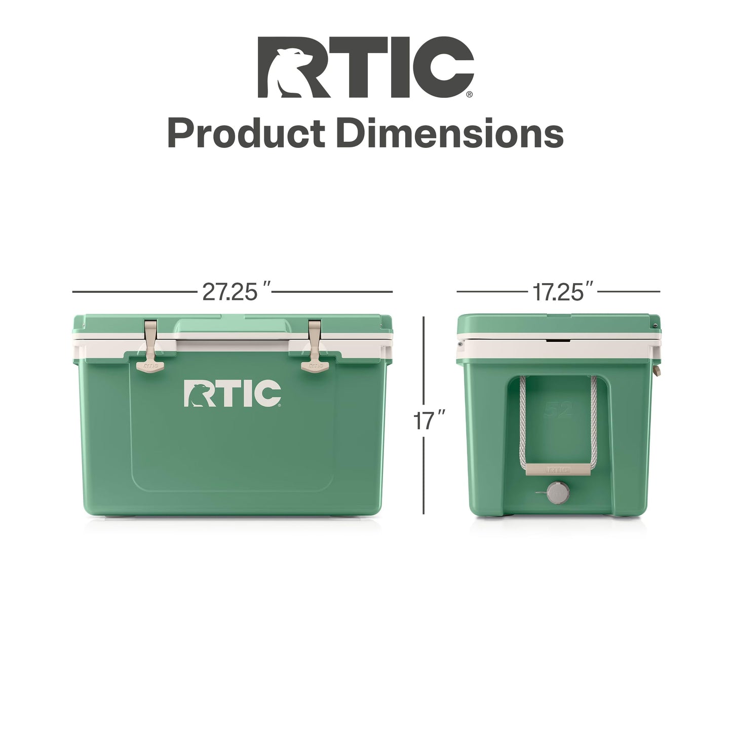 RTIC Ultra-Light 52 Quart Hard Cooler Insulated Portable Ice Chest Box for Beach, Drink, Beverage, Camping, Picnic, Fishing, Boat, Barbecue, 30% Lighter Than Rotomolded Coolers