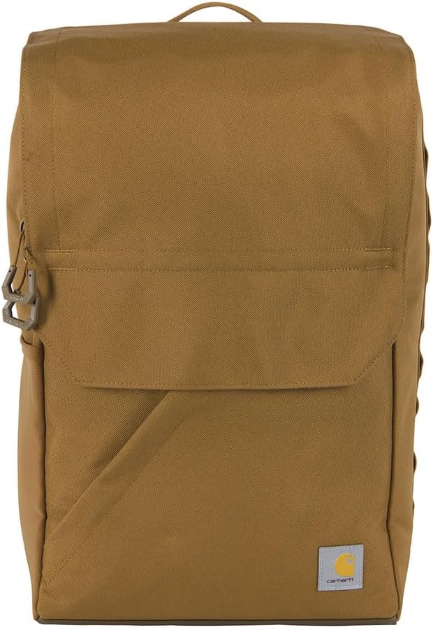 Carhartt 21L Top-Load Backpack, Durable Water Resistant Coated Canvas Base W/ 17" Laptop Sleeve, Carhartt Brown