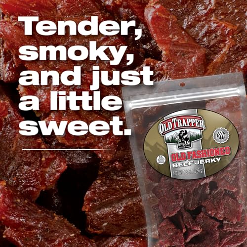 Old Trapper Beef Jerky, Old-Fashioned 10-Ounce Bag, Tender Meat Snacks for Lunches or Between Meals, 11 Grams of Protein, Zero Grams of Fat, and 70 Calories per Ounce (Pack of One)