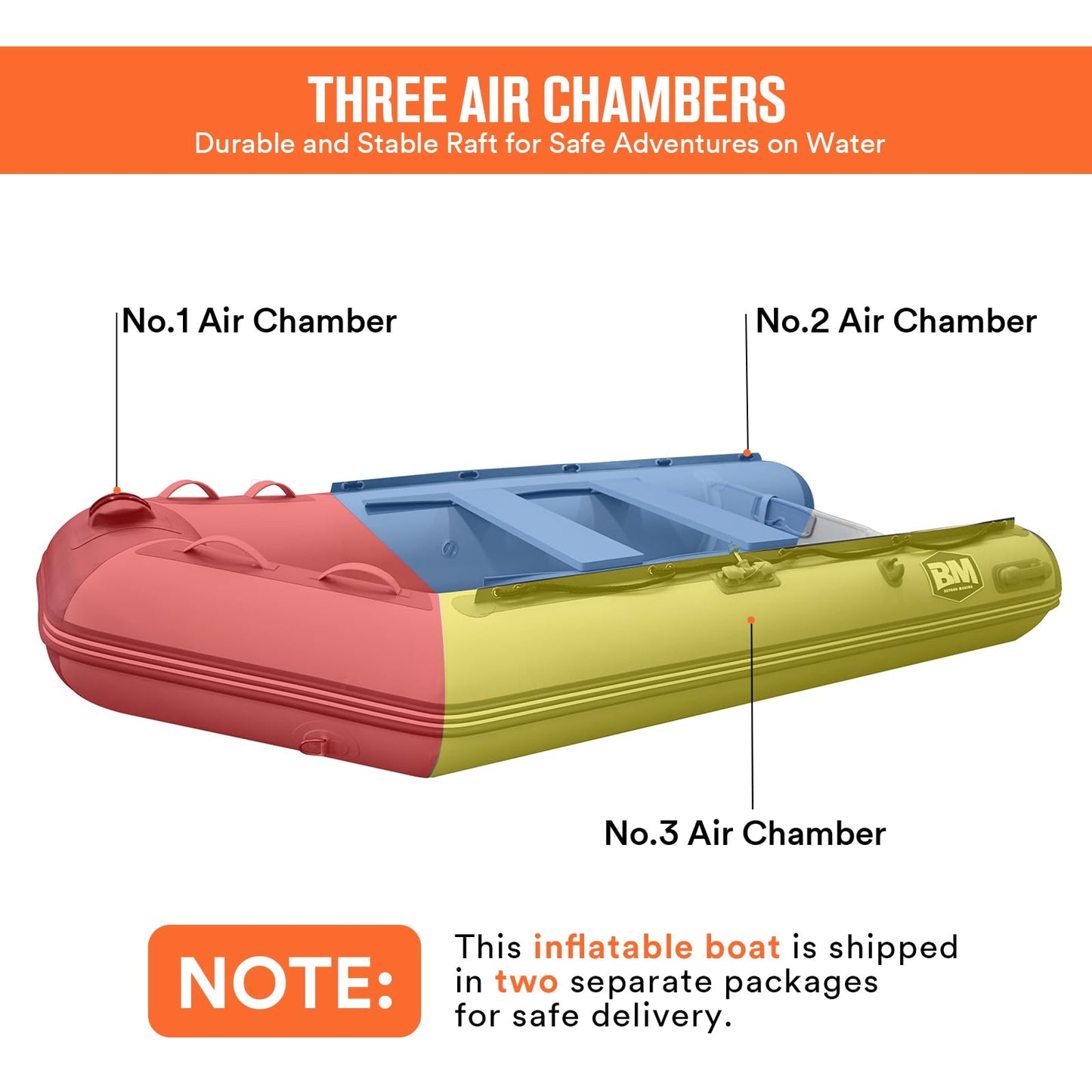 BEYOND MARINA Inflatable Dinghy Boat - 3-5 Person Inflatable Boat for Adults Heavy Duty Dinghies with Aluminum Oars, Floor Panels
