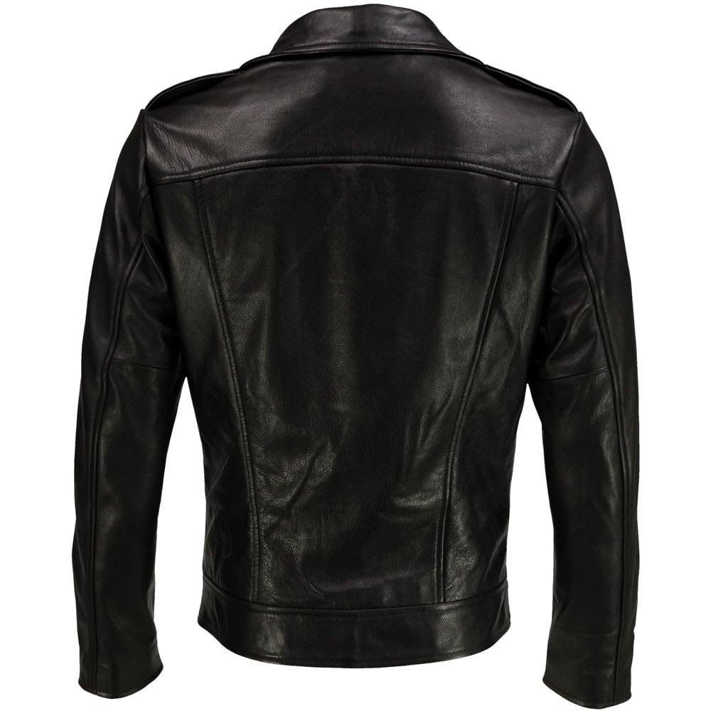 DECIMAL Men's Black Genuine Lambskin Leather Biker Jacket VINTAGE REAL BROWN MOTORCYCLE JACKETS FOR MEN