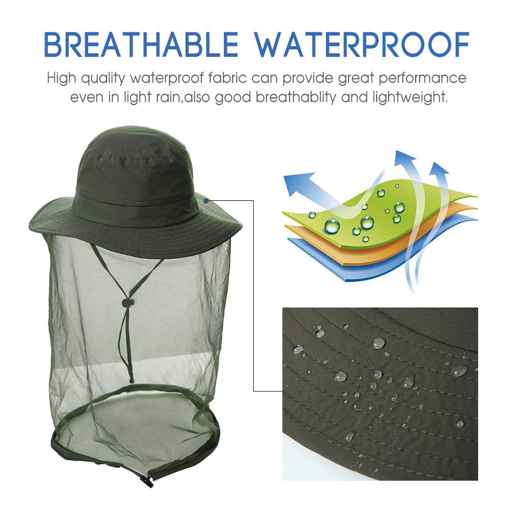 Comhats Net Nylon Mesh Veil Bucket Hats for Men Sun UV Protection Fishing/Gardening/Boating Outdoor
