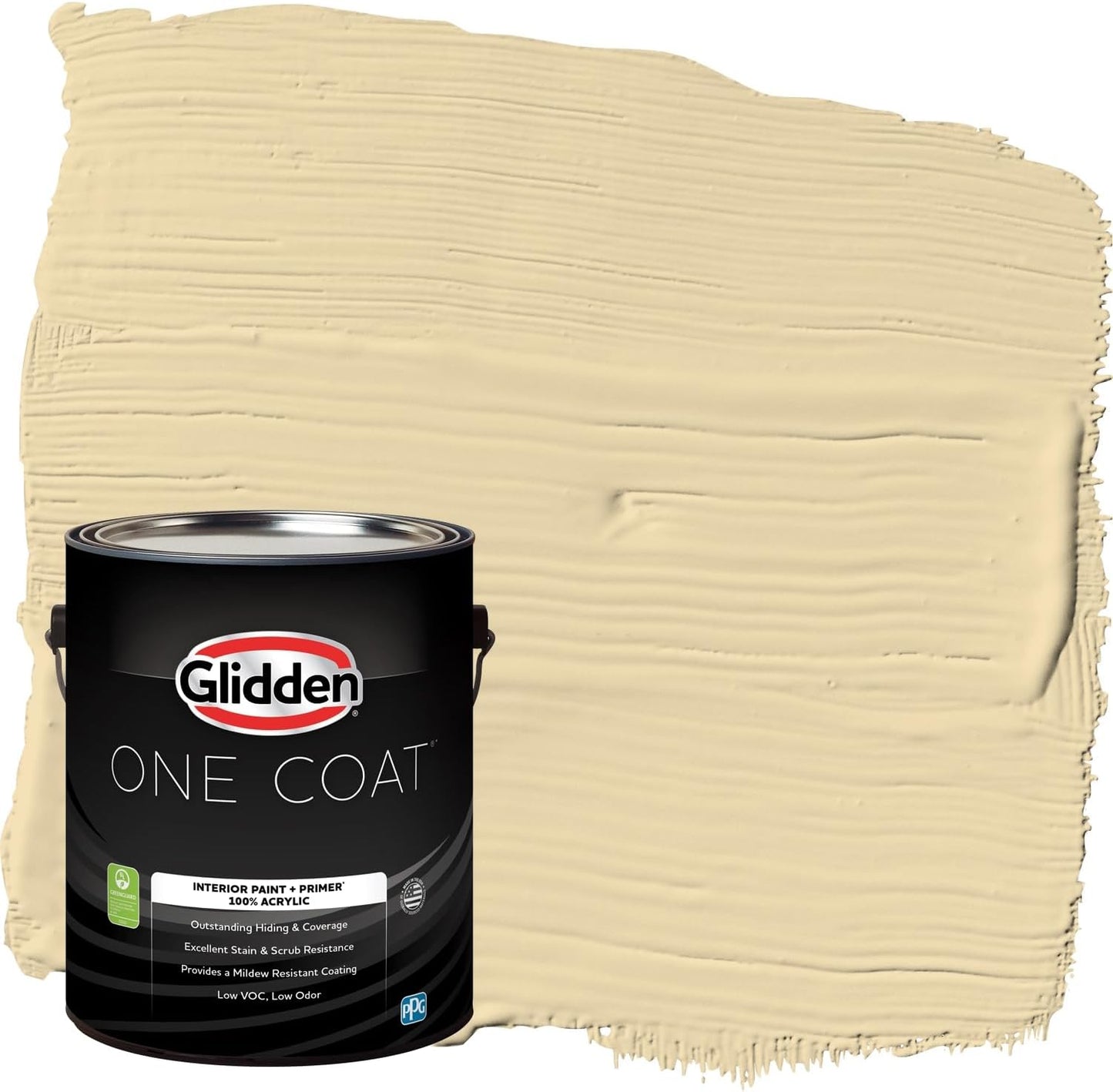 Glidden Interior Paint + Primer: Beige/Toasted Almond, One Coat, Semi-Gloss, 1-Quart