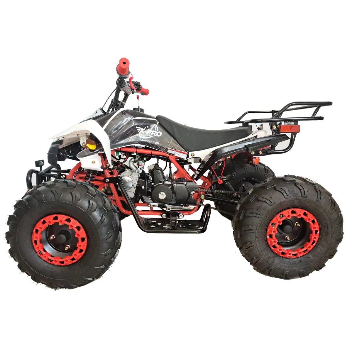 X-PRO 125cc ATV with Automatic Transmission w/Reverse, LED Headlights, Big 19"/18" Tires! (Red, Factory Package)