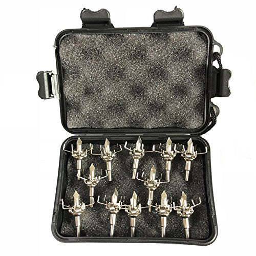 Judo Arrow Head Broadheads 100 Grain Paw Points 4mm Screw for Hunting Tip + 1 pcs Black Broadhead Case Plastic Portable Case for Arrowheads