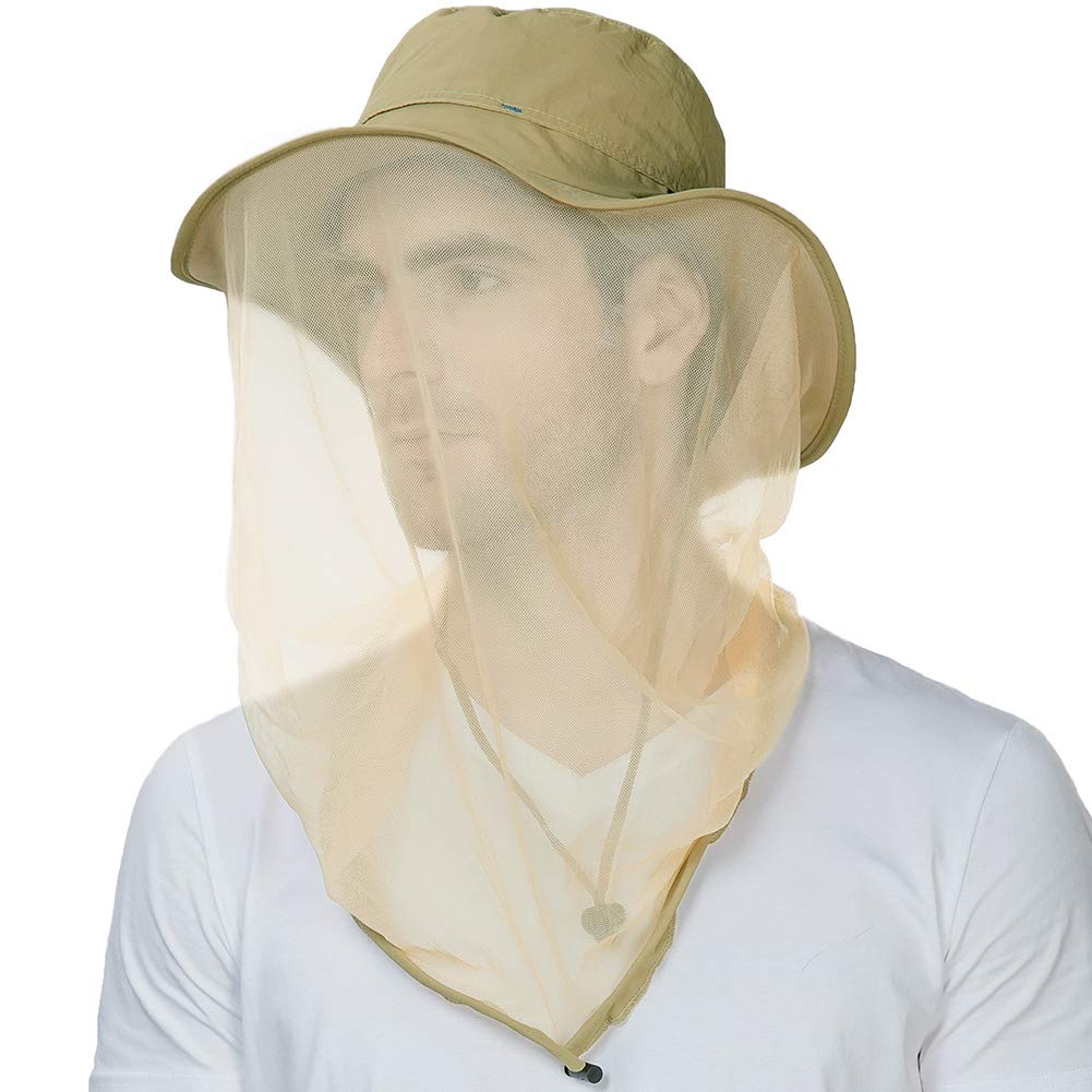 Comhats Net Nylon Mesh Veil Bucket Hats for Men Sun UV Protection Fishing/Gardening/Boating Outdoor