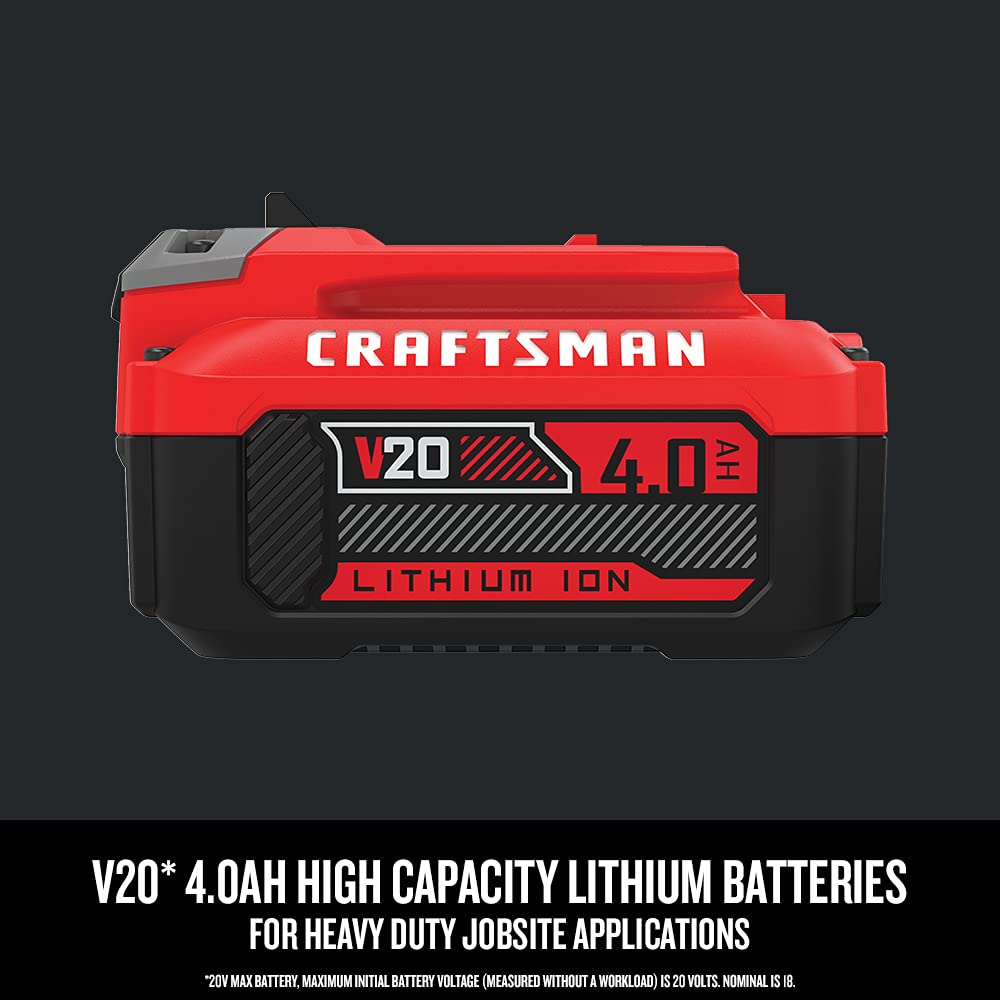 CRAFTSMAN 20V Power Tool Battery 2-Pack, Lithium-ion with Charger (CMCB204-2CK)