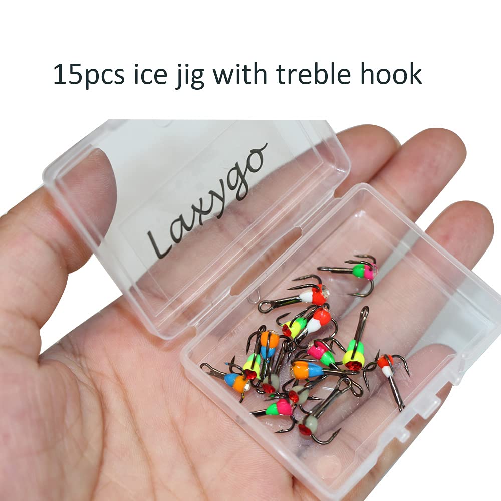 Ice Fishing Jigs with Treble Hooks Lead Jig Hooks Winter Metal Lures