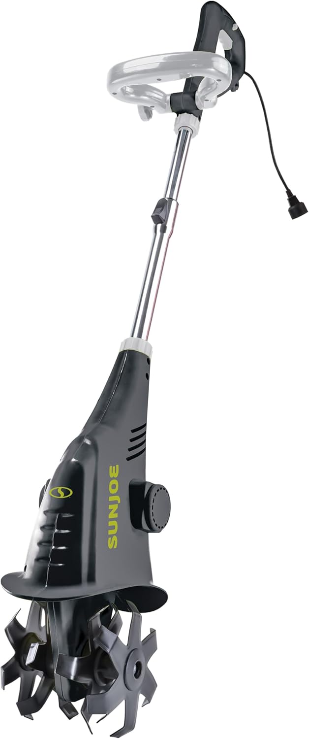 Sun Joe Electric Corded Garden Tiller & Cultivator, Steel Tines, 13.5 Amp, 16 Inch, Black - Heavy Duty Gardening Machine Equipment for Lawn, Yard, & Grass