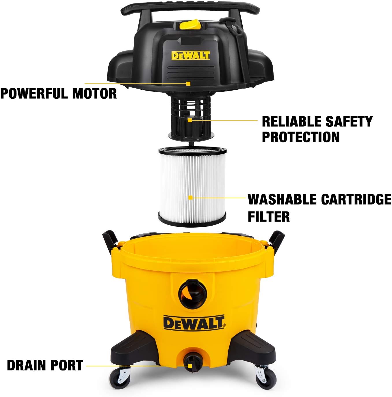 DEWALT 9 Gallon Wet/Dry VAC, Heavy-Duty Shop Vacuum with Attachments, 5 Peak HP, with Blower Function, DXV09PA