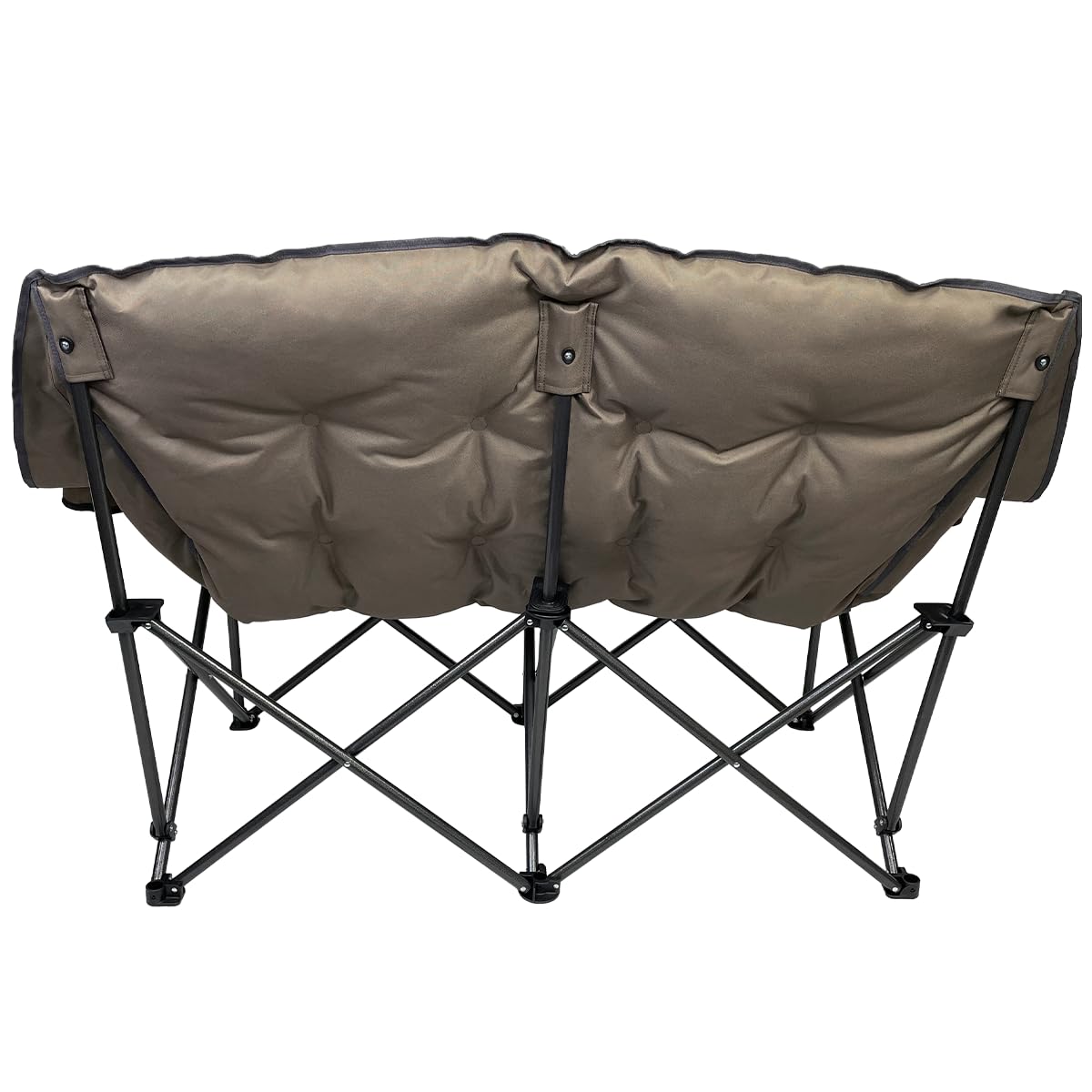 Black Sierra Oversized Plush Padded Camping Sofa, Portable Outdoor Loveseat Supports 500 Lbs, XL Foldup Couch w/Dual Cupholders and Carry Bag, Great for Beach, Camping, RV, Patio