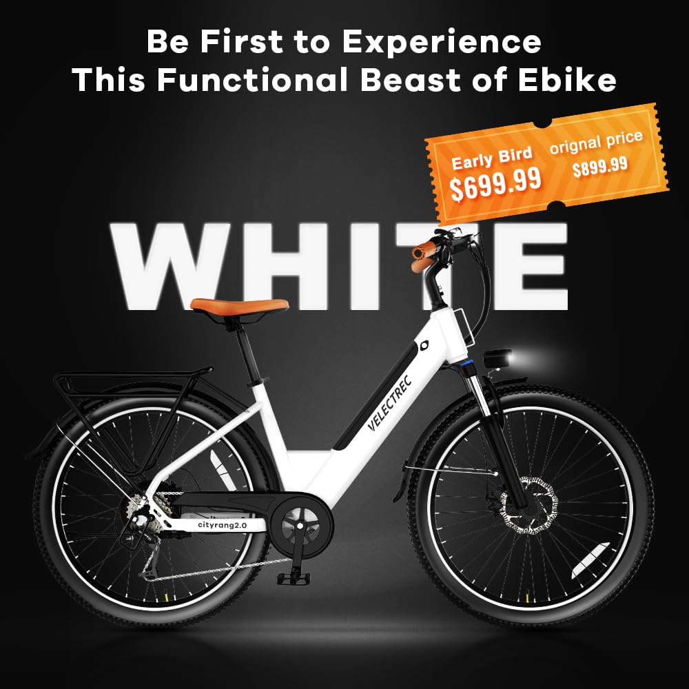 Cityrang 2.0 Electric Bike for Adults with 1000W Peak Motor, 15AH Removable Battery and up to 70Miles 25MPH,UL Certified 26" Electric Commuter Bike with 7-Speed and Adjust Front Suspension