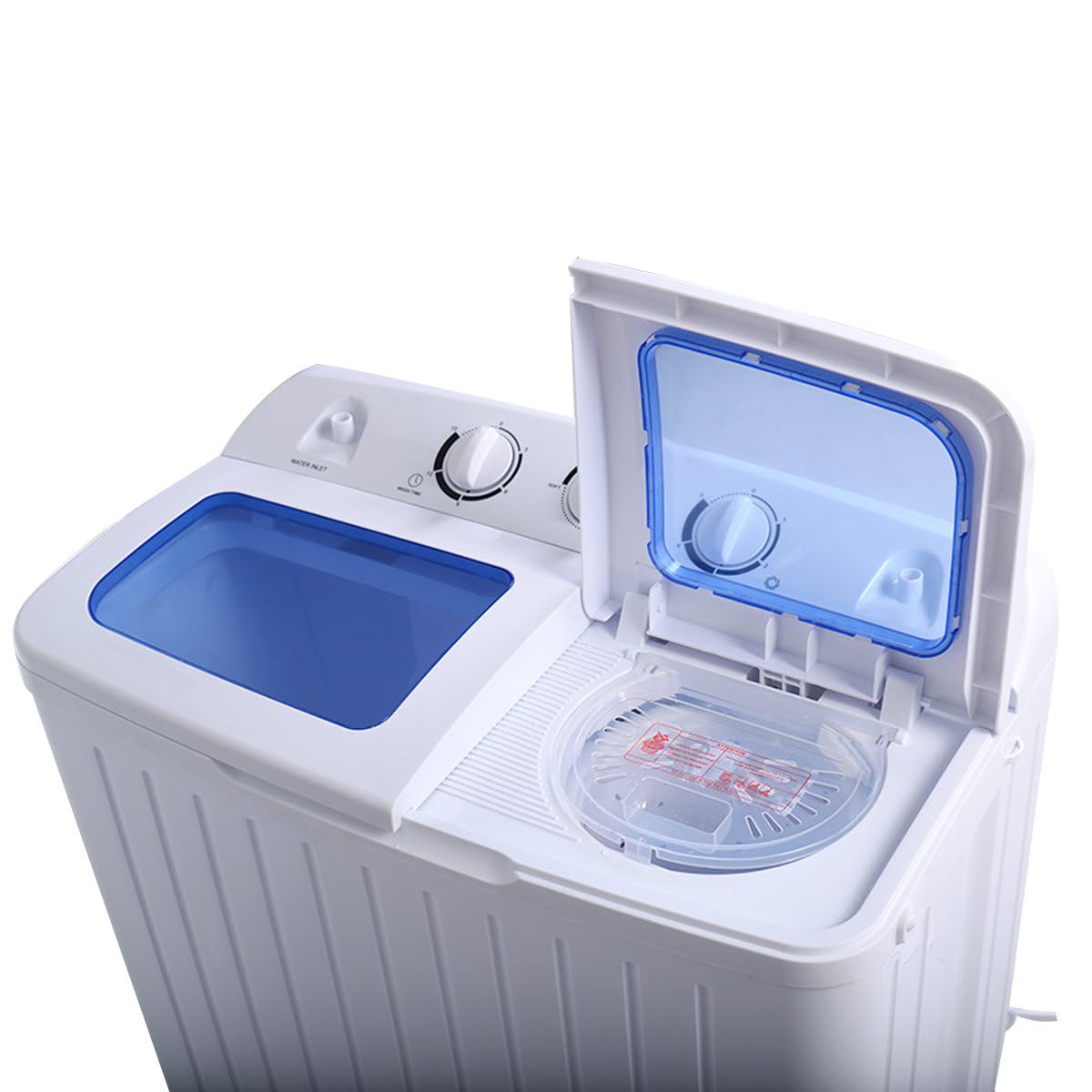 Giantex Portable Mini Compact Twin Tub Washing Machine 20lbs Washer Spain Spinner Portable Washing Machine, Blue+ White
