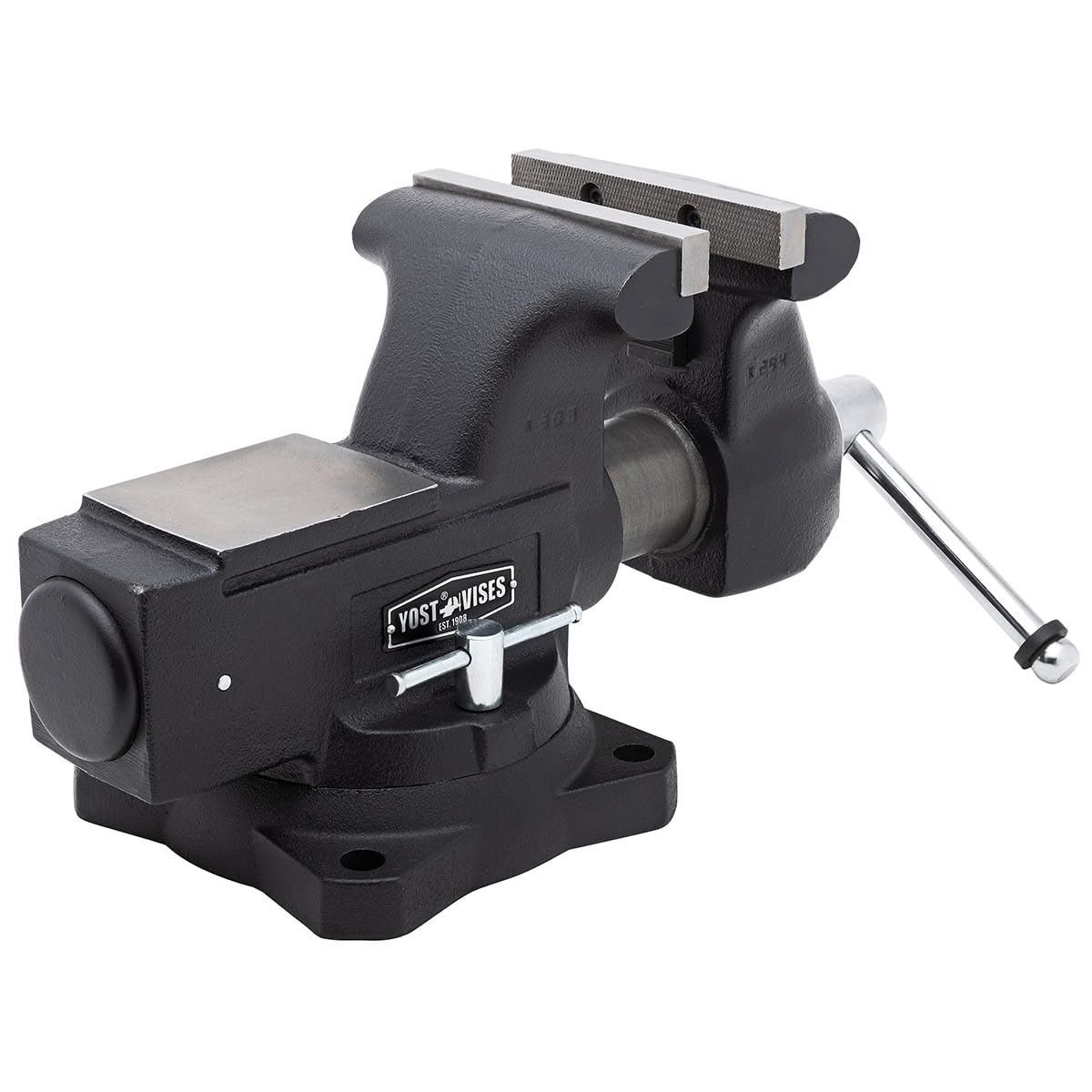 Yost HD550-C Heavy Duty 5-1/2 Inch Mechanics Work Bench Vise | Heavy Duty Woodworking & Metal Work Table with Secure Grip Swivel Base | 60,000 PSI Casting Iron Material with Extra-large Anvil Surface