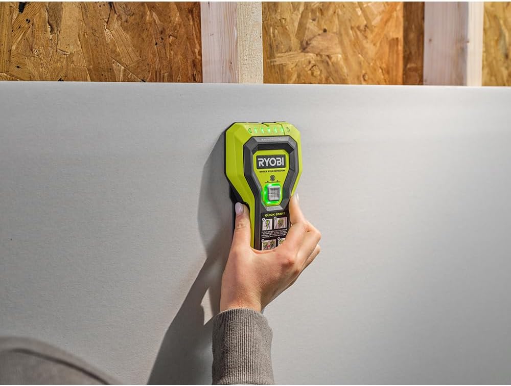 RYOBI Stud Finder with Multiple LED's to Indicate The Full Width of The Stud. One-Handed Operation, ESF5002