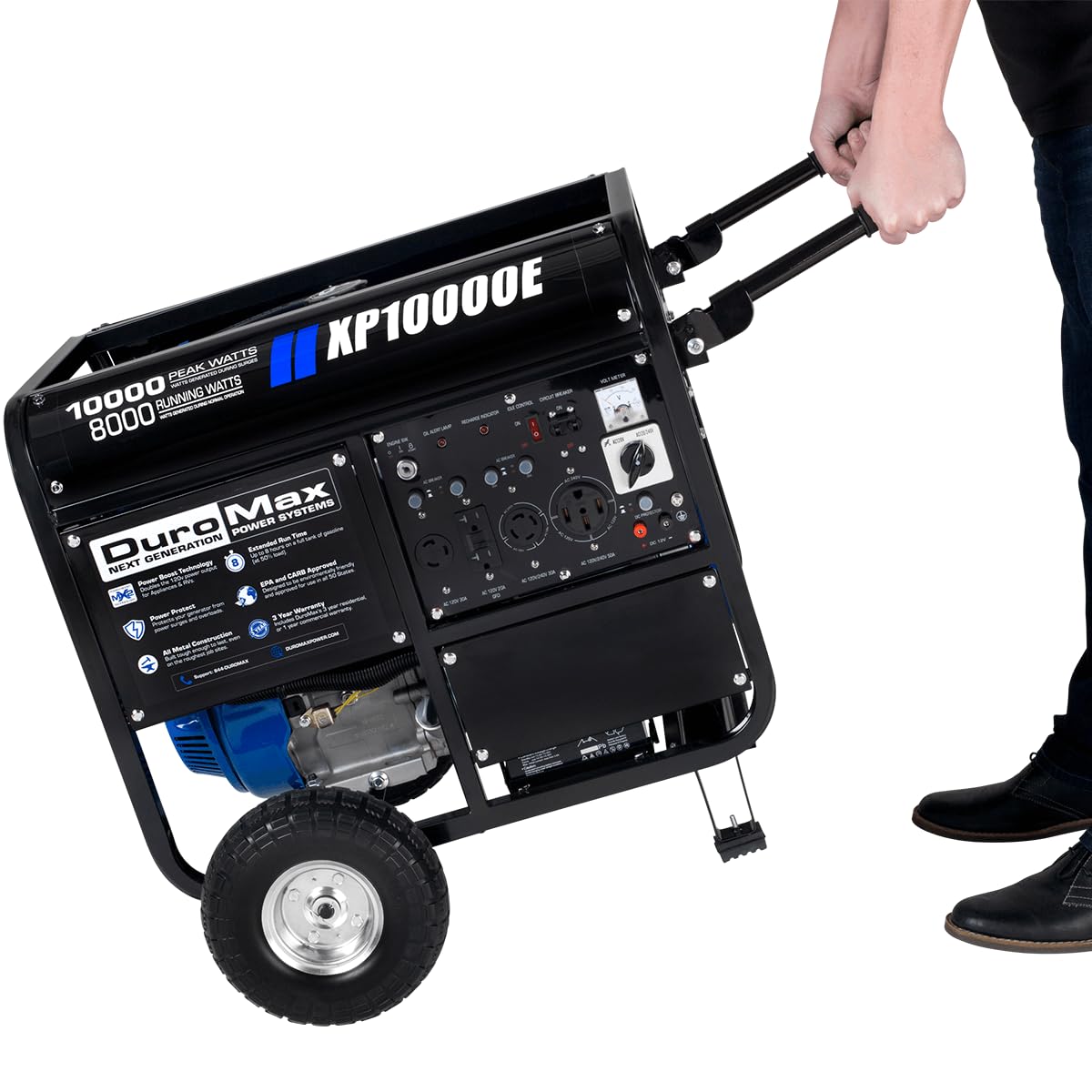 DuroMax XP13000EH 13,000-Watt Dual Fuel Portable Generator - Gas & Propane, Electric Start, Whole Home Backup Power, Transfer Switch Ready, RV & Emergency Ready