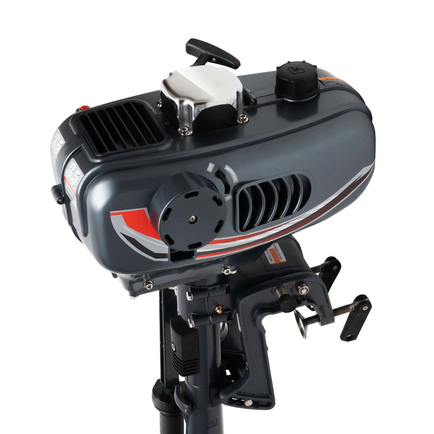 2-Stroke 3.5HP Outboard Motor, 49CC Gas Powered Fishing Marine Heavy Duty Boat Engine, Short Shaft Tiller Control Half Water-cooling Air-cooling CDI Ignition System for Inflatable Yachts Canoes Boat