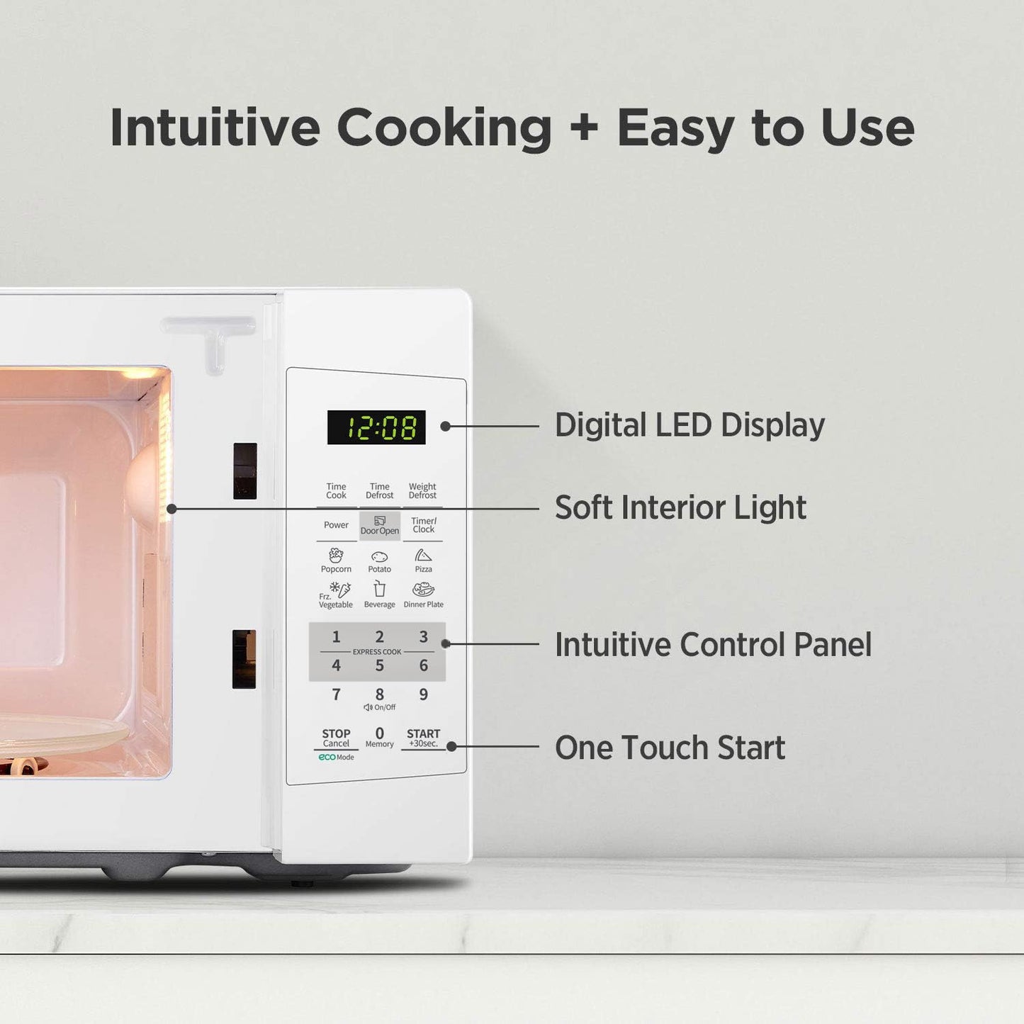 COMFEE EM720CPL-PMB Countertop Microwave Oven with Sound On/Off, ECO Mode and Easy One-Touch Buttons, 0.7 Cu Ft, Black