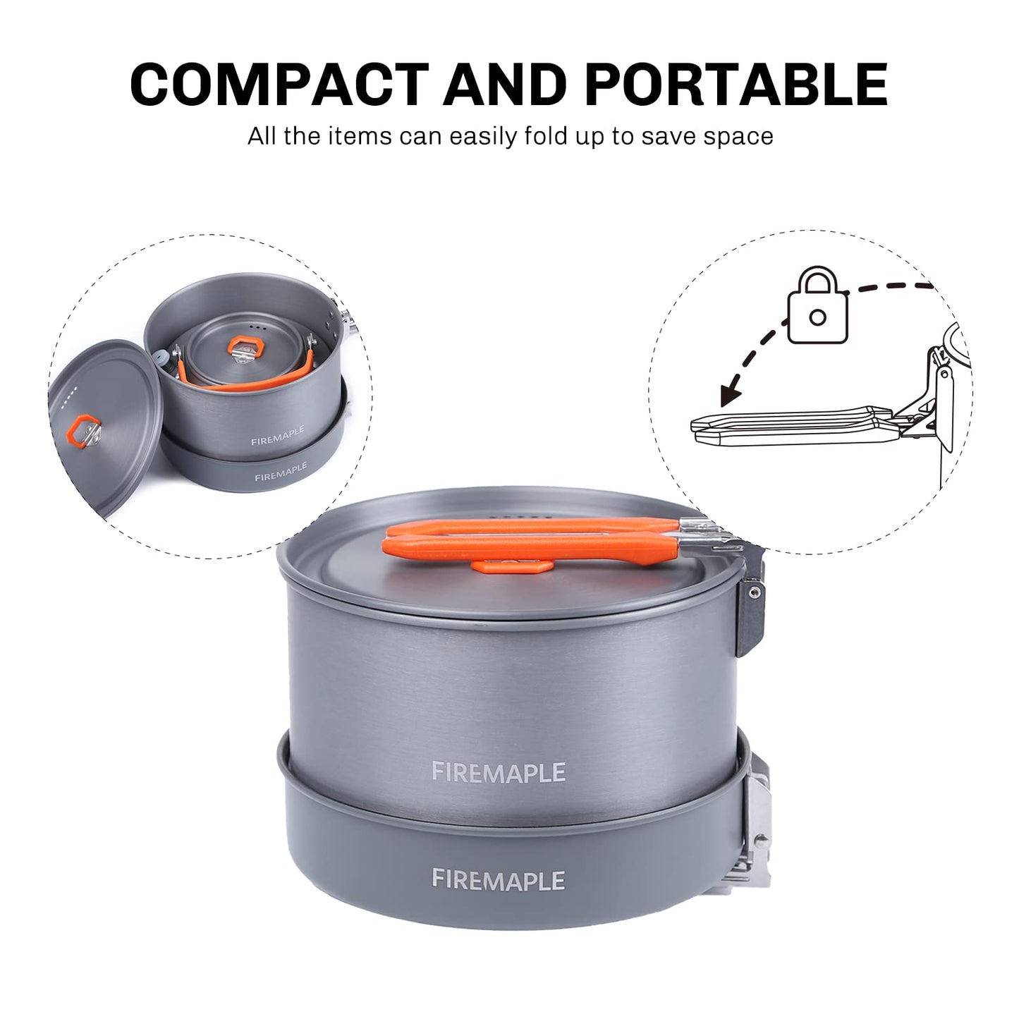 Fire-Maple Feast 4 Piece Camping Cookware Cookware Cookware Kit Outdoor Cookware Set with Pots, Kettle, Saucepans and Spatula for Hiking Fishing Picnic