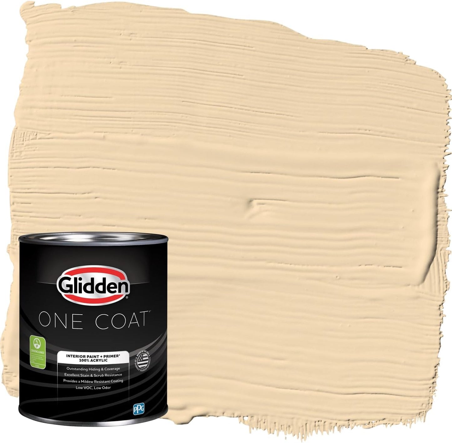 Glidden Interior Paint + Primer: Beige/Toasted Almond, One Coat, Semi-Gloss, 1-Quart