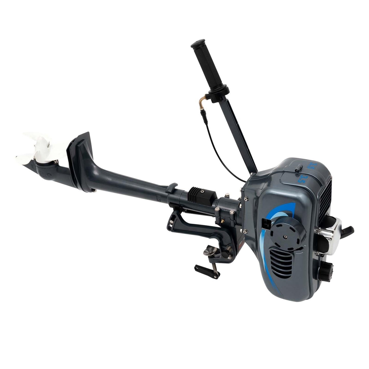 2-Stroke 3.5HP Outboard Motor, 49CC Gas Powered Fishing Marine Heavy Duty Boat Engine, Short Shaft Tiller Control Half Water-cooling Air-cooling CDI Ignition System for Inflatable Yachts Canoes Boat