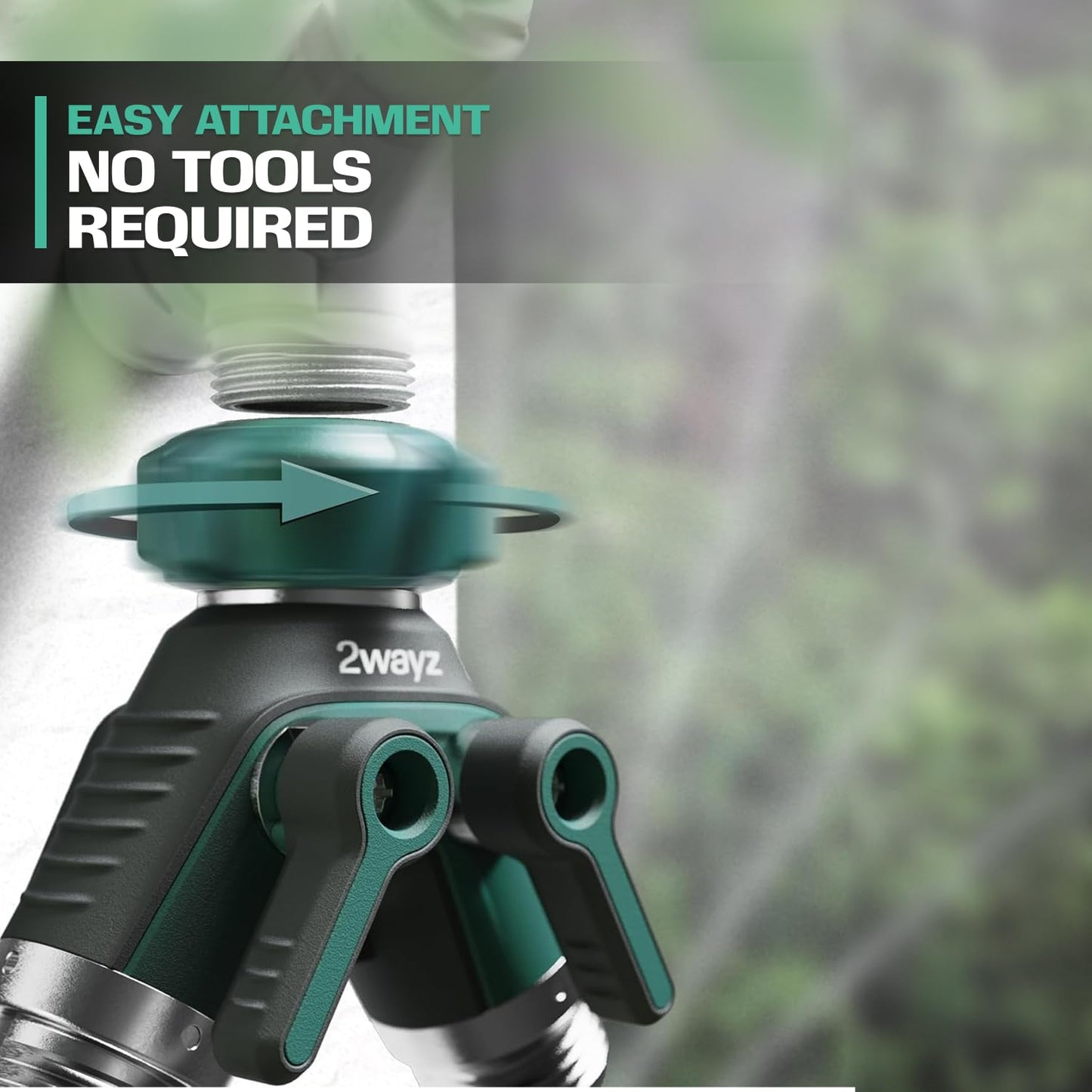 Hose Splitter 2 Way Heavy Duty - 2WAYZ Outdoor Faucet and Garden Hose Splitters - Durable Water Spigot Splitter Y Adapter - All-Metal Water Pipe Connector with Shut-Off Valve - 4" x 4" x 1.5"