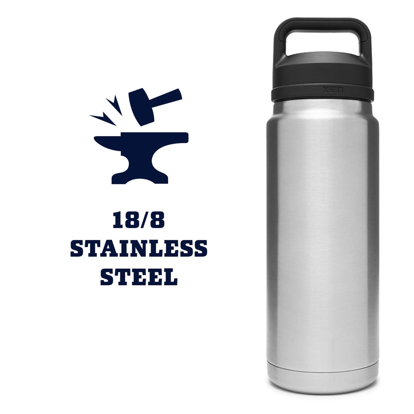 YETI Rambler 26 oz Bottle, Vacuum Insulated, Leakproof, Stainless Steel with Chug Cap