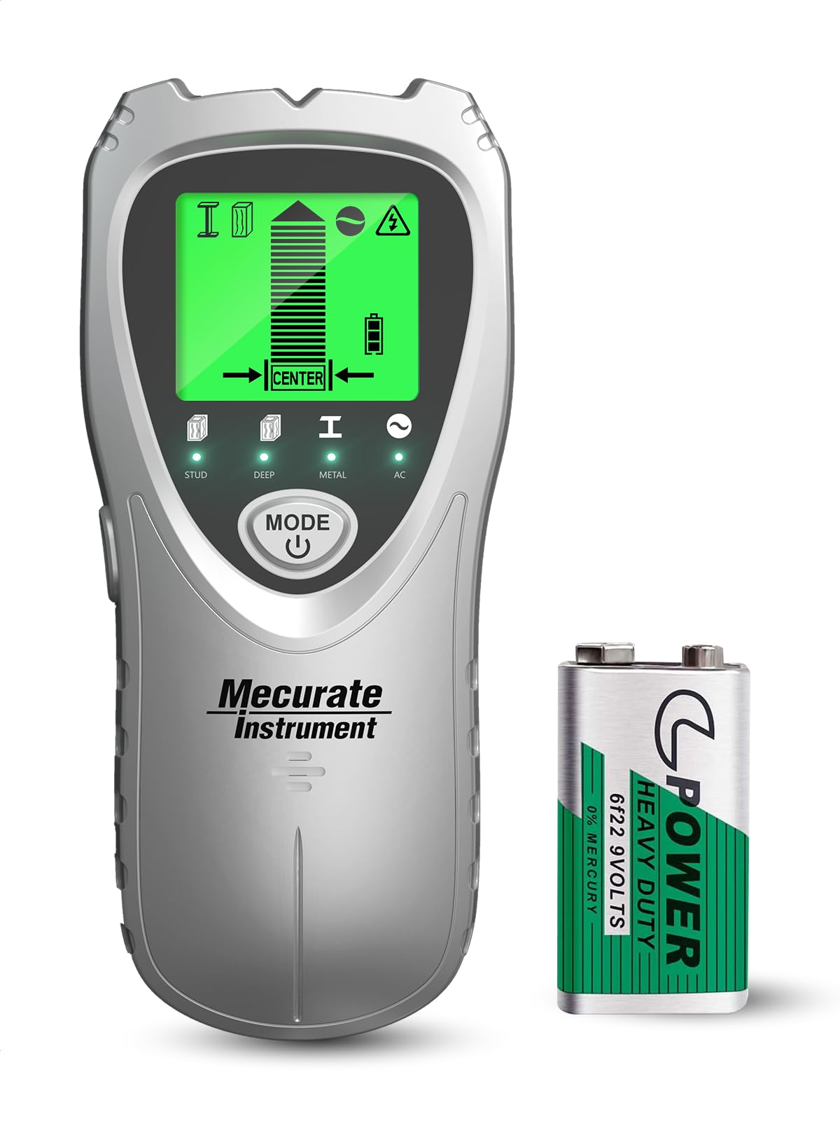 Mecurate Stud Finder Wall Scanner Sensor - 5 in 1 Electronic Stud with LCD Display & Audio Alarm for Wood AC Live Wire Metal Studs Detection Joist Pipe