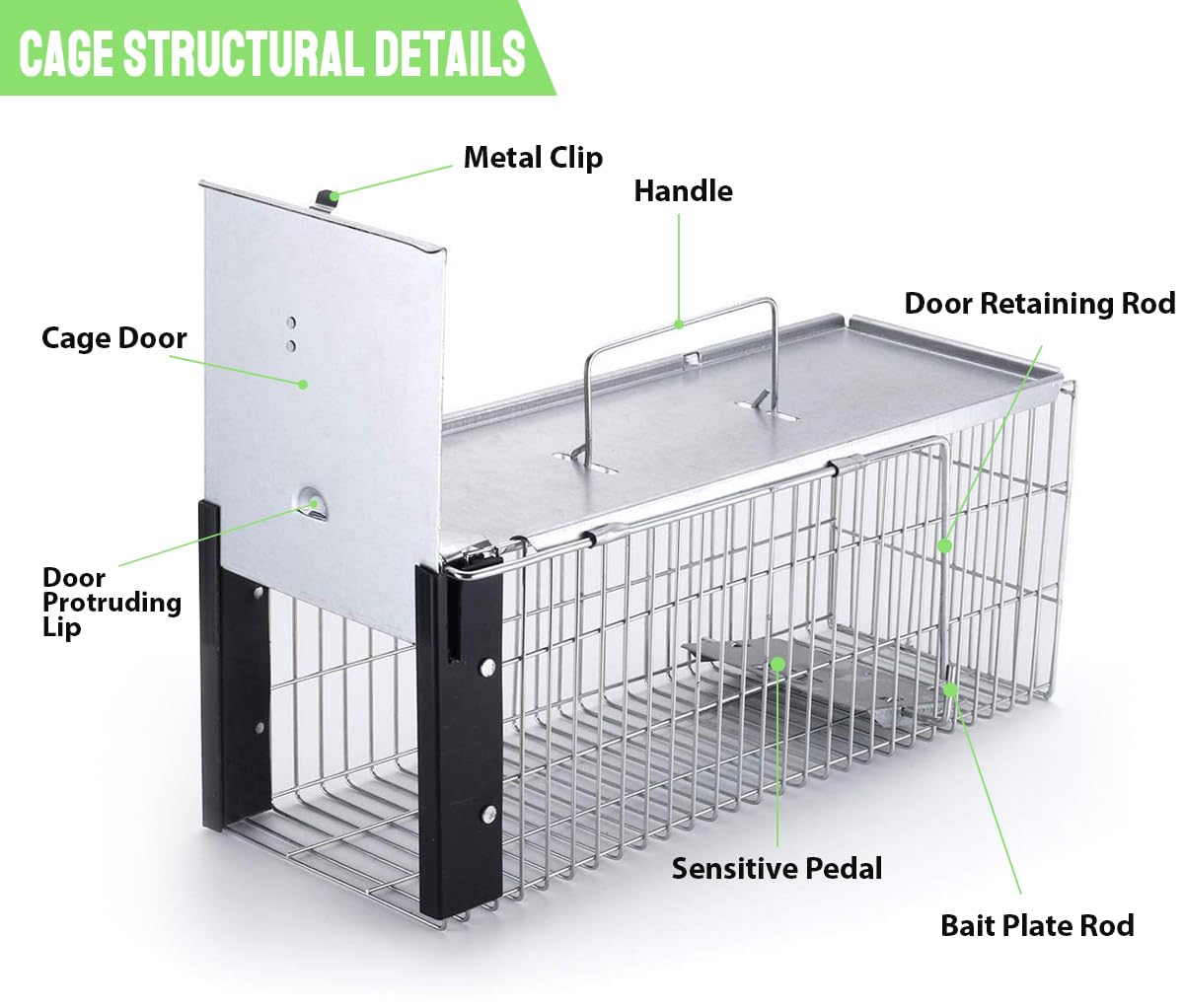 Faicuk Heavy Duty Squirrel Trap Chipmunk Trap Rat Trap and Other Similar-Size Rodents - 16.3” x 6” x 6.7”