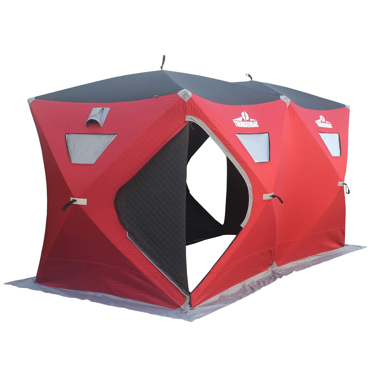 THUNDERBAY Ice Cube Series Pop-Up Hub-Style Ice Fishing Shelter, 68-112 Square Feet of Fishable Area, Portable 6-8 Person Ice Shanty