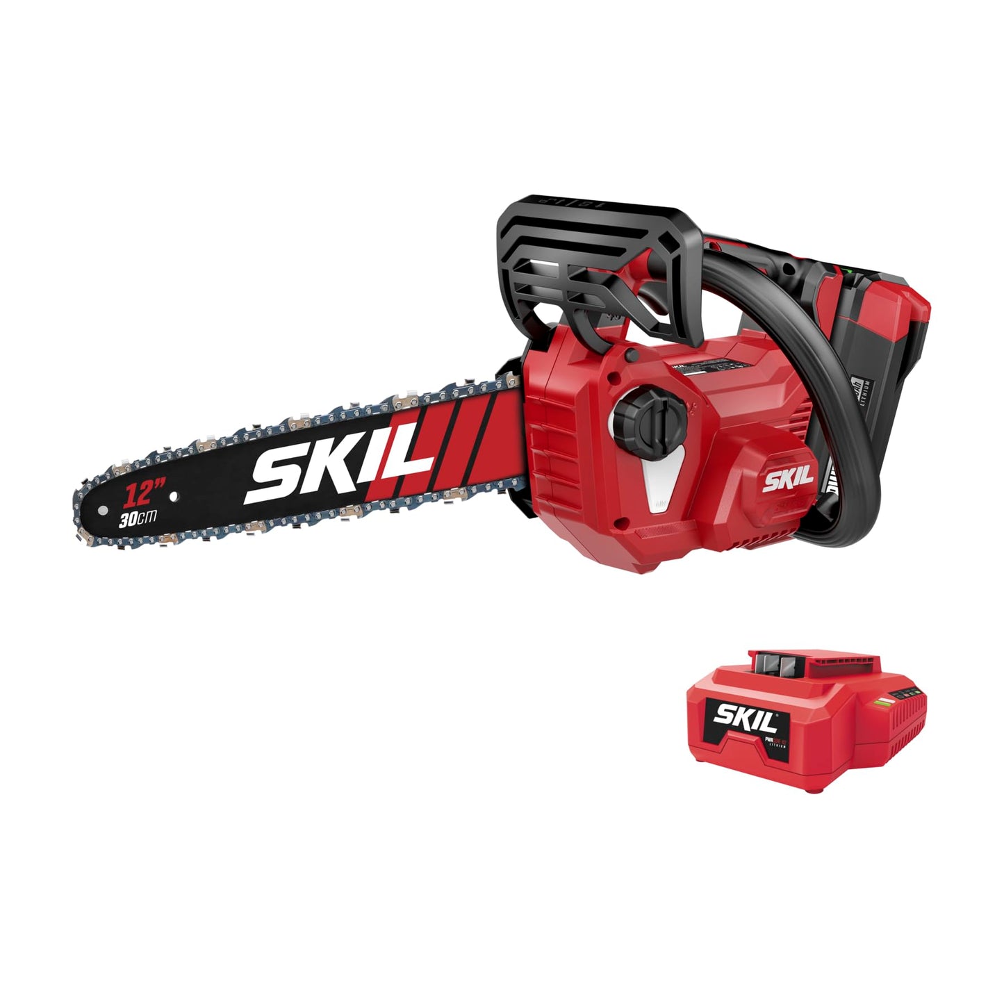 SKIL PWR CORE 40 Brushless 40V 14” Lightweight Chainsaw Kit with Tool-free Chain Tension & Auto Lubrication, Includes 2.5Ah Battery and Auto PWR Jump Charger - CS4555-10