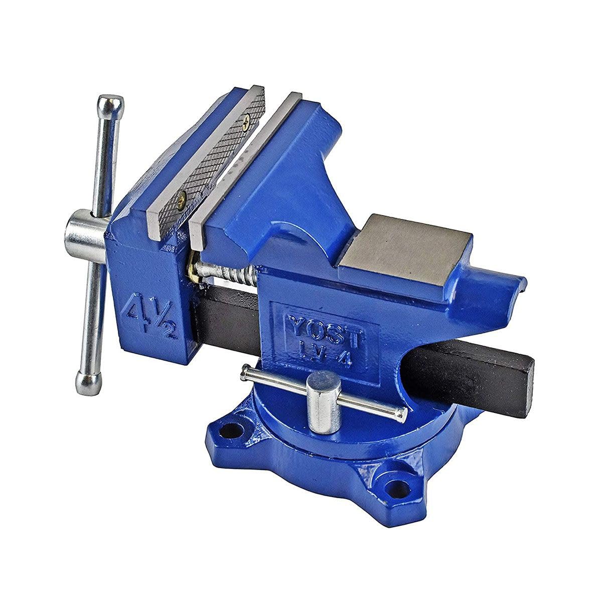 Yost HD550-C Heavy Duty 5-1/2 Inch Mechanics Work Bench Vise | Heavy Duty Woodworking & Metal Work Table with Secure Grip Swivel Base | 60,000 PSI Casting Iron Material with Extra-large Anvil Surface