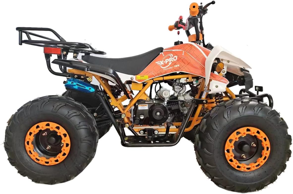X-PRO 125cc ATV with Automatic Transmission w/Reverse, LED Headlights, Big 19"/18" Tires! (Orange, Factory Package)