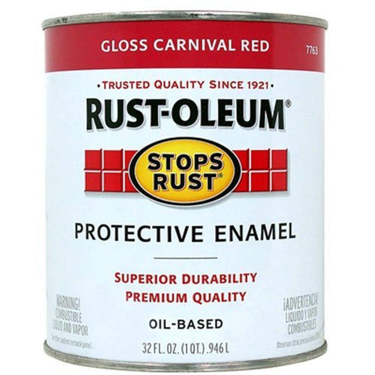 Rust-Oleum 7779502 Stops Rust Brush On Paint, Quart, Gloss Black, 32 Fl Oz (Pack of 1)