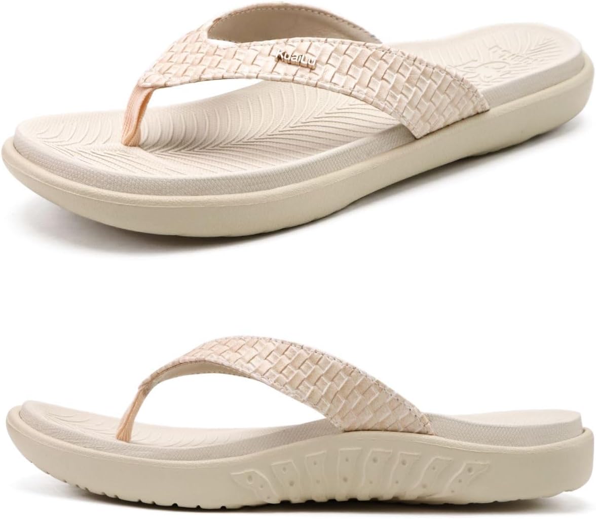 KuaiLu Womens Flip Flops Ladies Yoga Mat Comfortable Walking Thong Sandals With Plantar Fasciitis Arch Support Slip On Indoor Outdoor For Summer