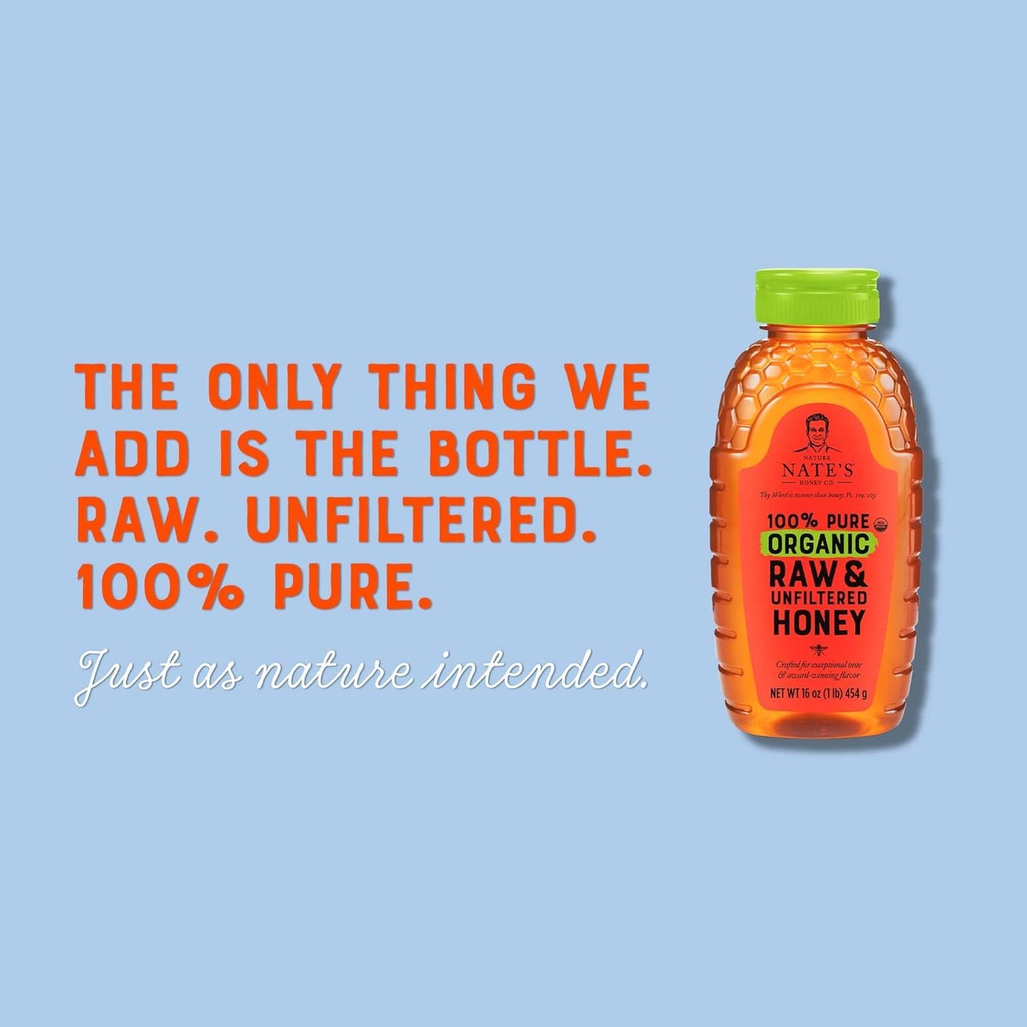 Nate's Organic 100% Pure, Raw & Unfiltered Honey - USDA Certified Organic - 32oz. Squeeze Bottle