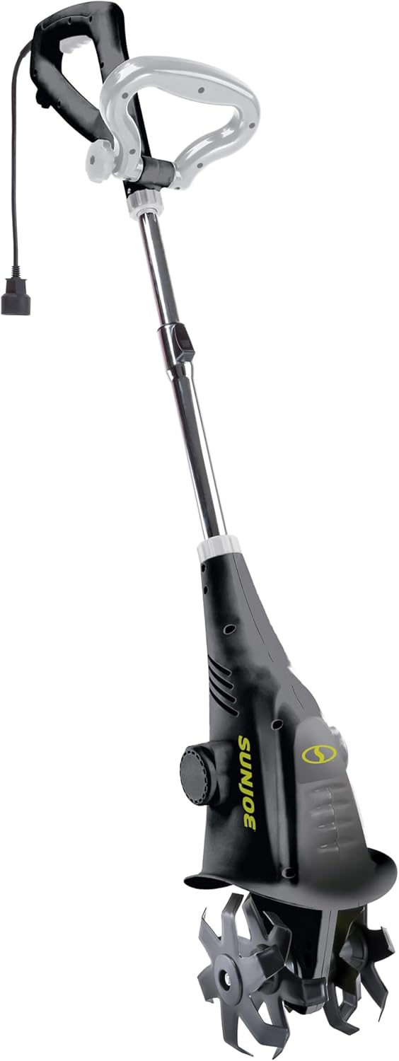 Sun Joe Electric Corded Garden Tiller & Cultivator, Steel Tines, 13.5 Amp, 16 Inch, Black - Heavy Duty Gardening Machine Equipment for Lawn, Yard, & Grass