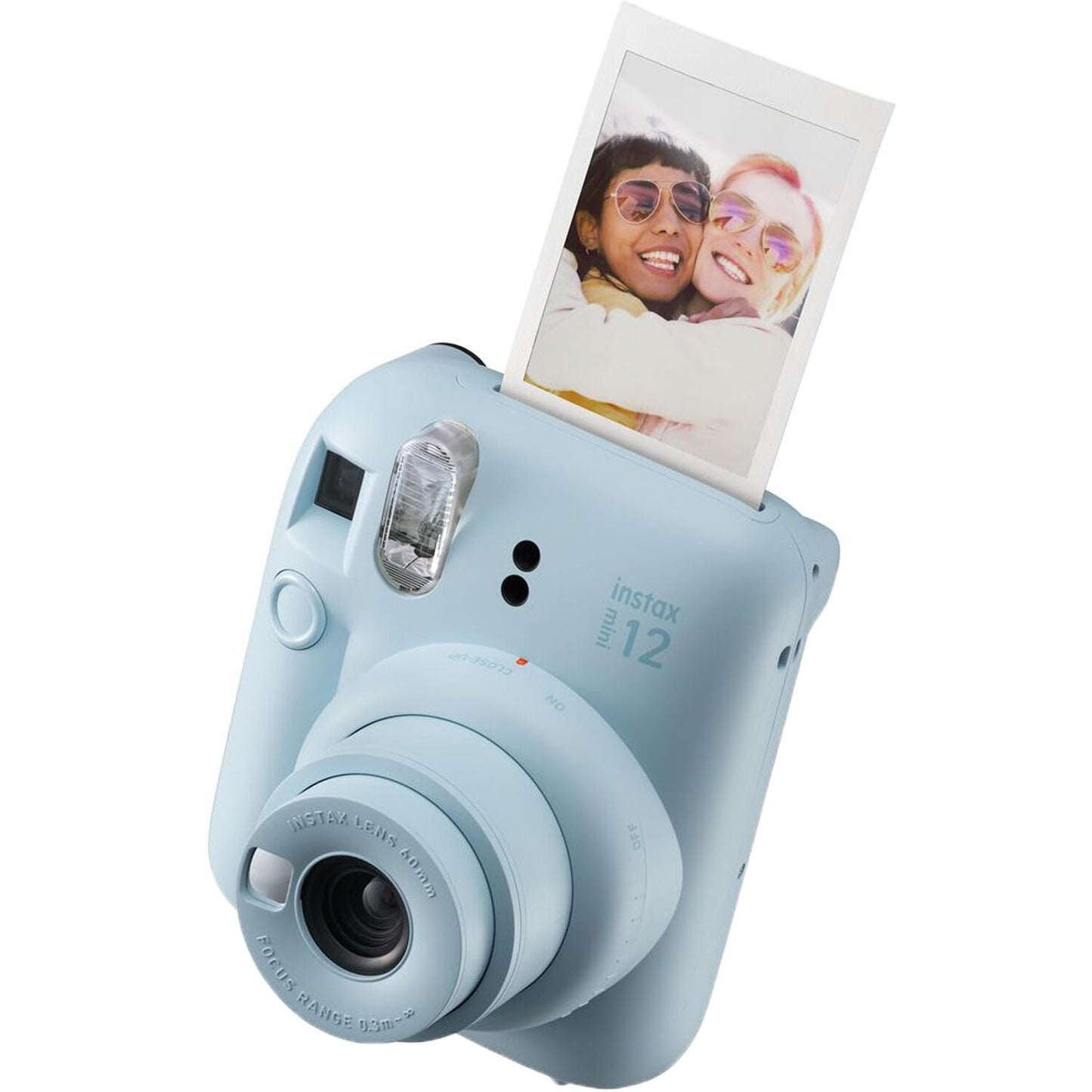 Fujifilm Instax Mini 12 Instant Camera + MiniMate Accessory Bundle & Compatible Custom Case + Fuji Instax Film Value Pack (50 Sheets) Flamingo Designer Photo Album (Pastel Blue)