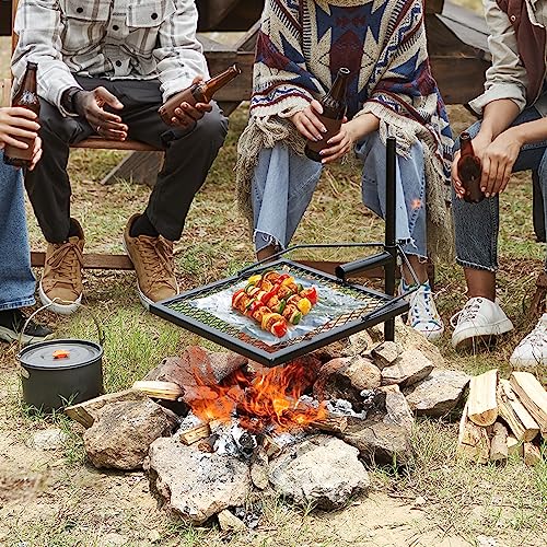 VEVOR Folding Campfire Grill, Heavy Duty Steel Mesh Grate, 22.4" Portable Camping Grates Over Fire Pit, Camp Fire Cooking Equipment with Legs Carrying Bag, Grilling Rack for Outdoor Open Flame Cooking