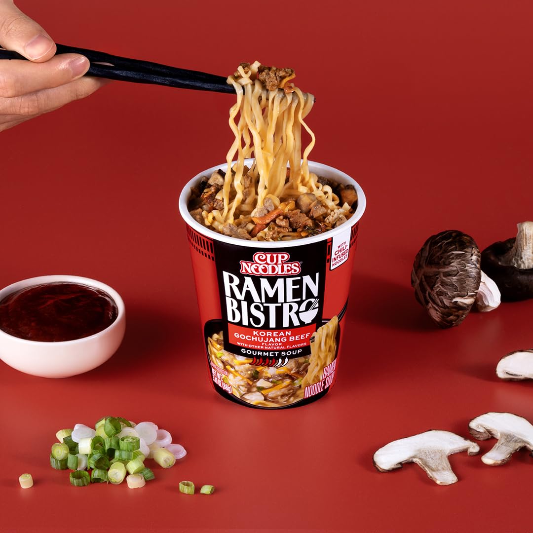 Nissin Cup Noodles Soup, Beef Flavor, Microwaveable Paper Cups, Instant Ramen, 2.25 Ounce (Pack of 12)