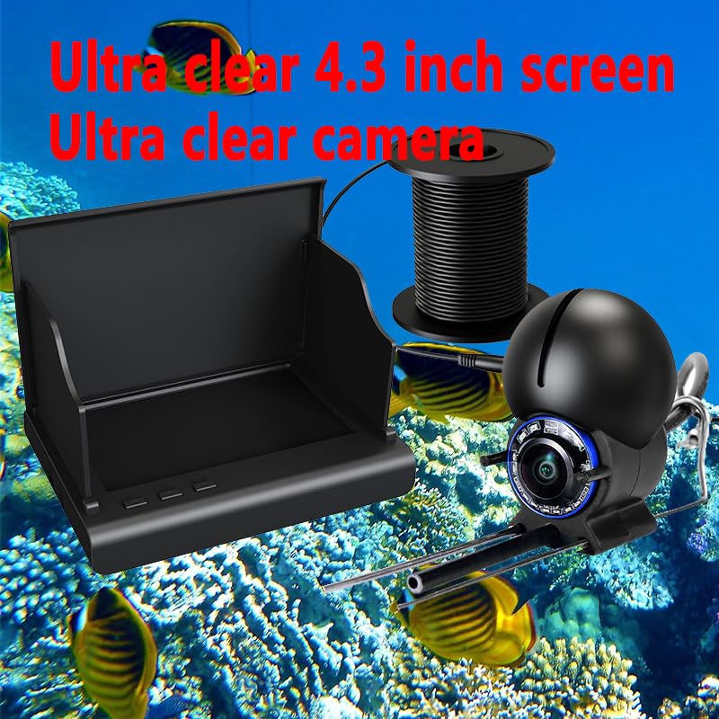 Underwater Fishing Camera, Fishing Camera with Infrared Night Vision Light, Portable Fish Finder with 100ft Cable, 5 Inch LCD and Upgraded HD Lens for Ice Lake Boat Kayak Fishing