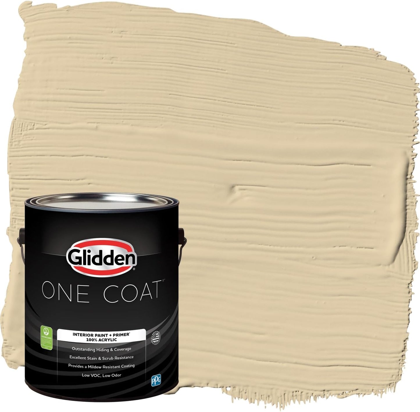 Glidden Interior Paint + Primer: Beige/Toasted Almond, One Coat, Semi-Gloss, 1-Quart