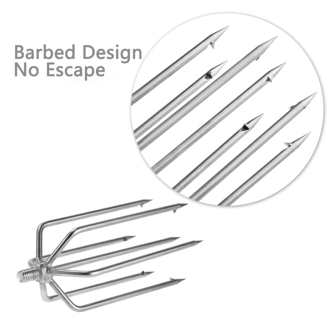 Cyfie Stainless Steel Fishing Gig Gaff Hook with 8mm Screw, Harpoon Hook for Hunting Fish Flounder Frog Gig in Pond River Lake, Capable for Fishing Gaff Gig Pole
