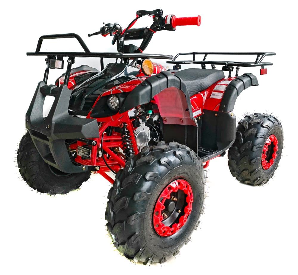 HHH 125cc ATV Quad Upgraded 125cc ATV with Reverse, Led Lights, Big Wide Tires with Matching Rims Gas 4 Wheeler for Youth and Children (Blue) (Factory Packaged)