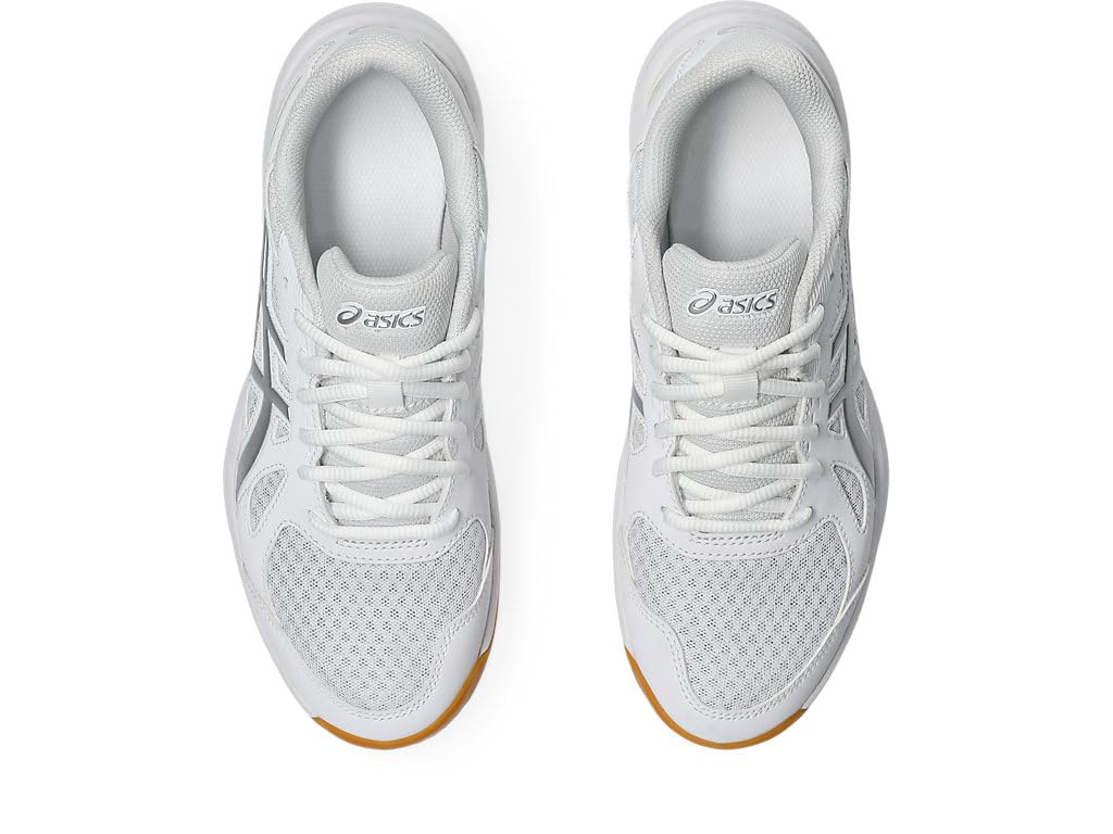 ASICS Women's Upcourt 6 Volleyball Shoes, 10, White/Pure Silver