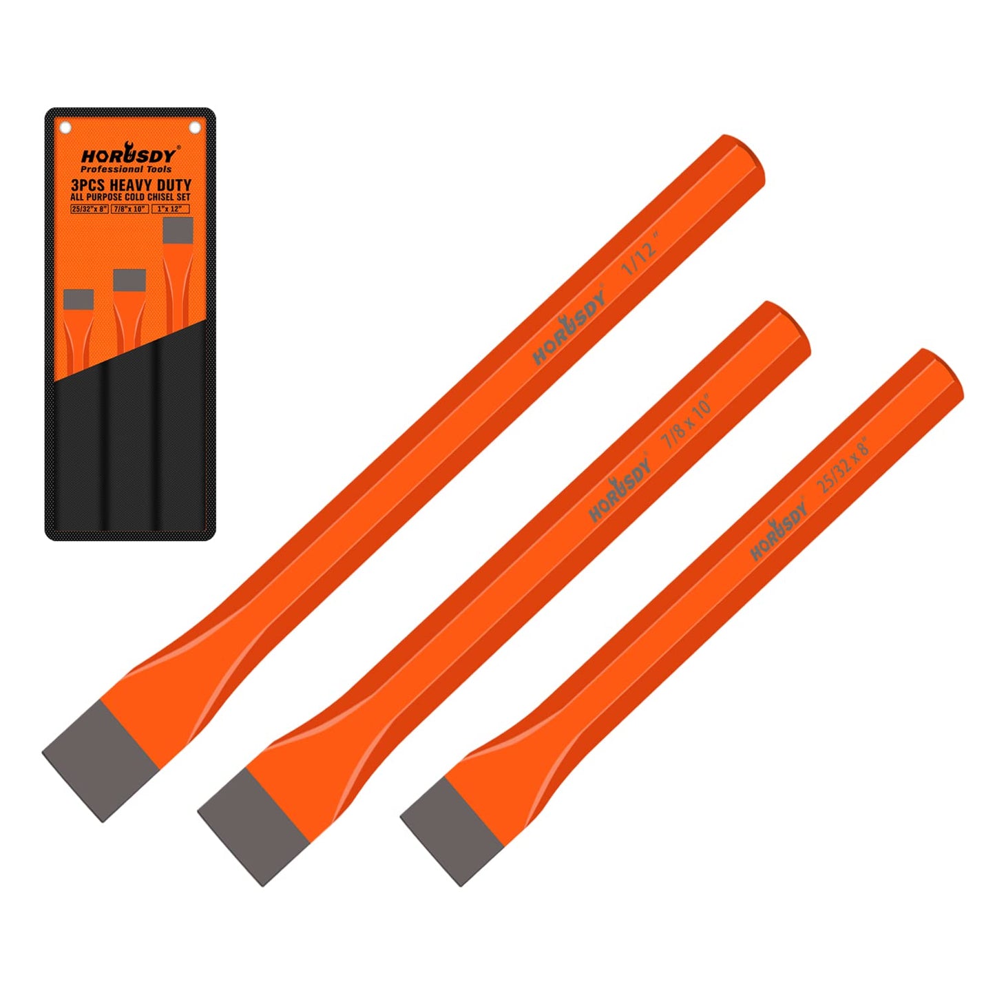 HORUSDY 16-Piece Punch and Chisel Set, Including Taper Punch, Cold Chisels, Pin Punch, Center Punch